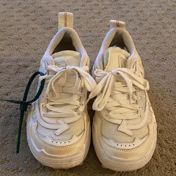 Off-White White Sneakers with Green Tag